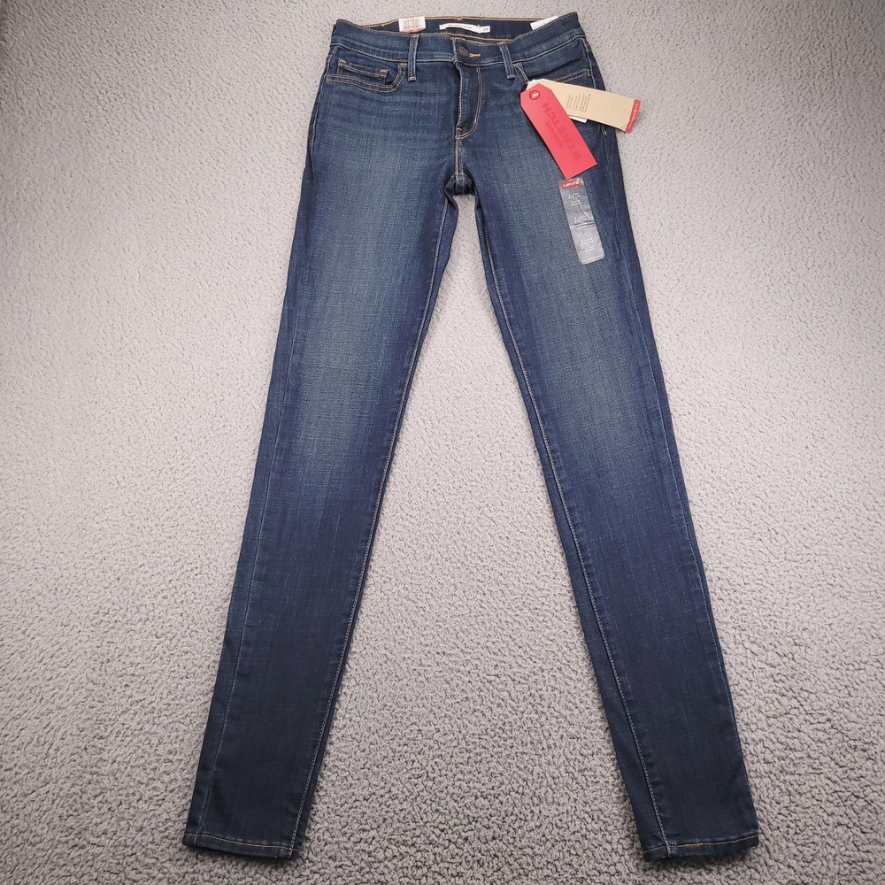 LEVIS 710 Jeans Size 28L 6 Long Super Skinny Mid Rise Dark Wash Denim NEW